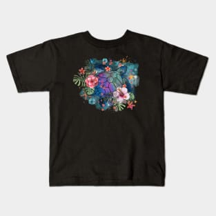 Sea Turtle Floral 2 Kids T-Shirt